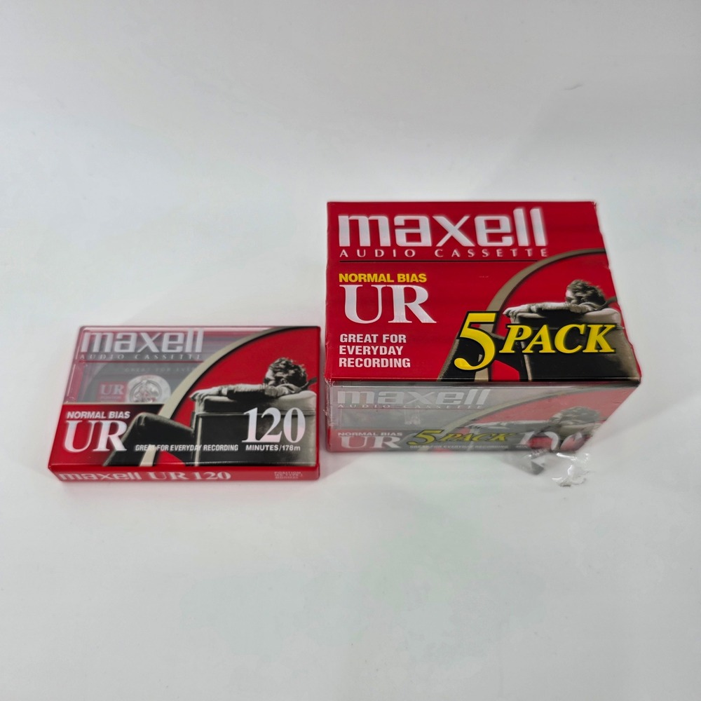Maxell UR 120 Normal Bias Audio Cassette Tapes 6 Pack Sealed New Blank Tapes